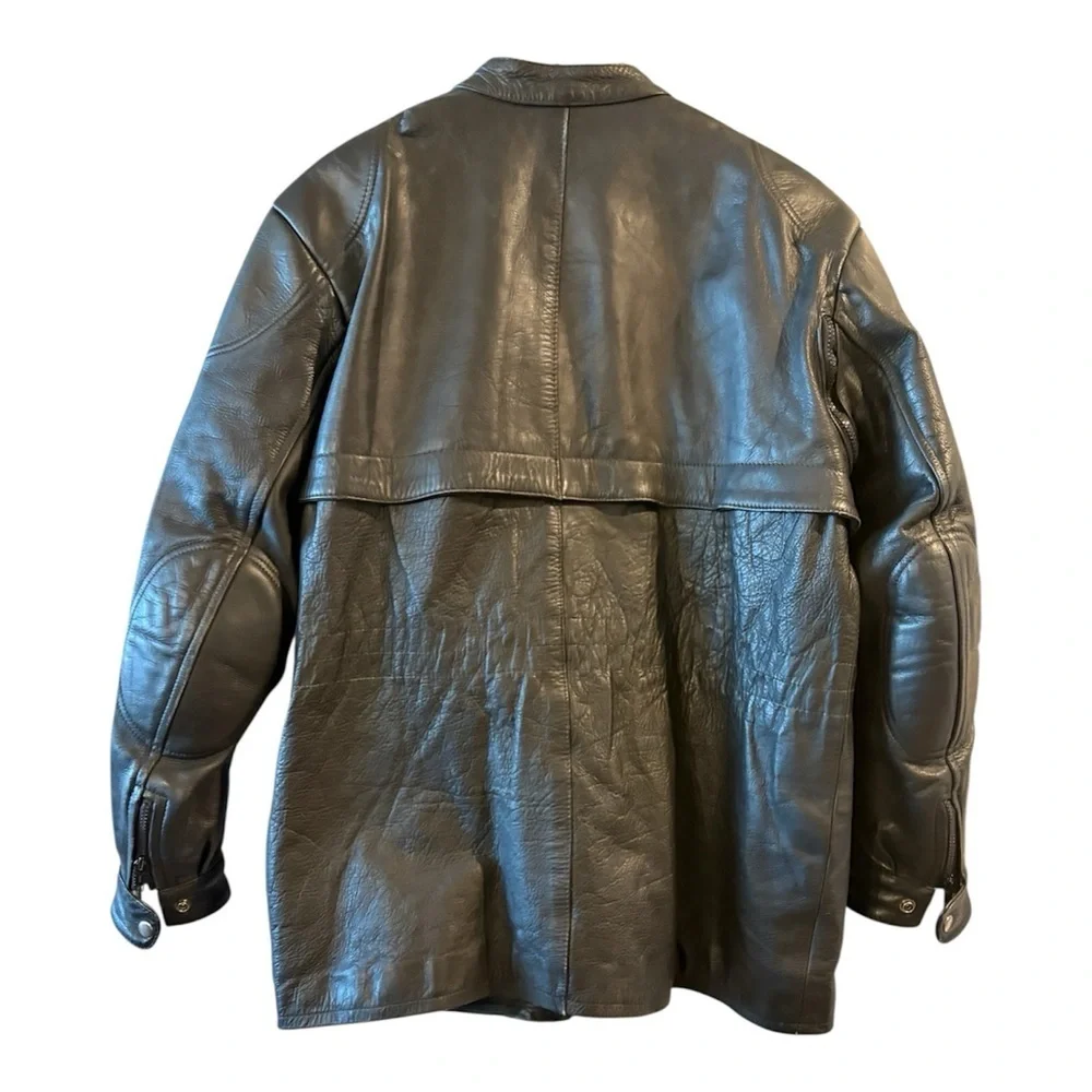 AGV Sport Italian Leather Motorcycle  Black Moto Biker Racer Jacket  XL